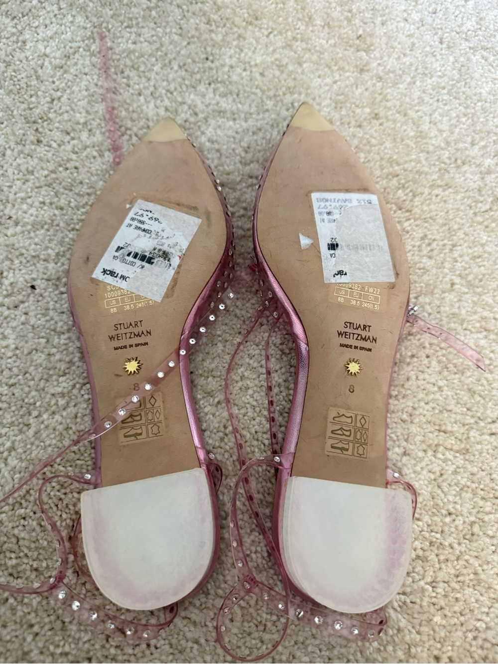 Stuart Weitzman Flats Glam Wrap Embellished Ankle Flats in Pink Jelly - Picture 7 of 8